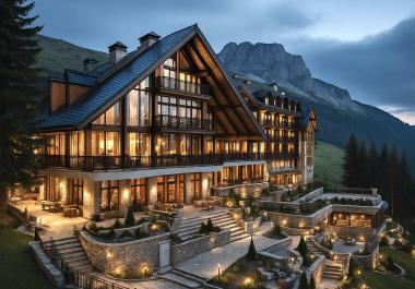Karadağda wellness oteli ile satılık lux mountain resort projesi
